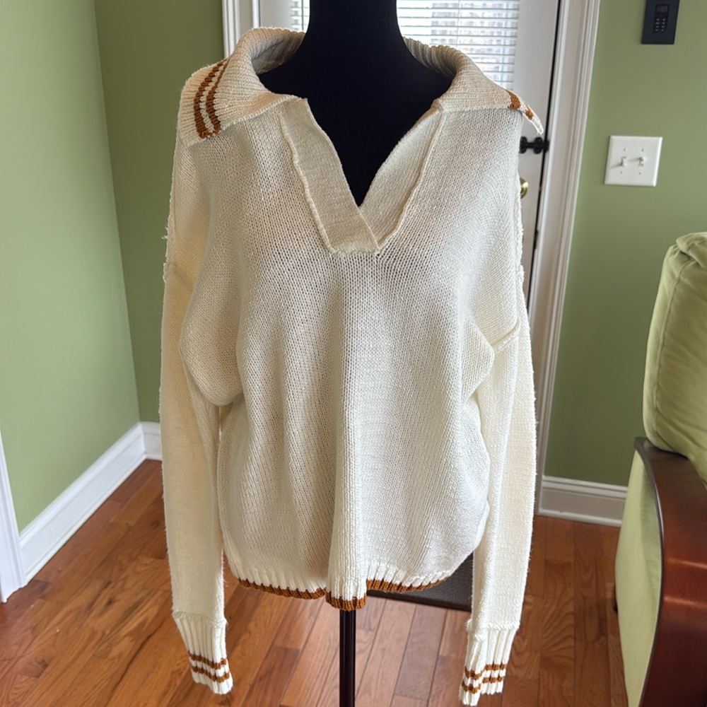 Gold striped cream sweater!